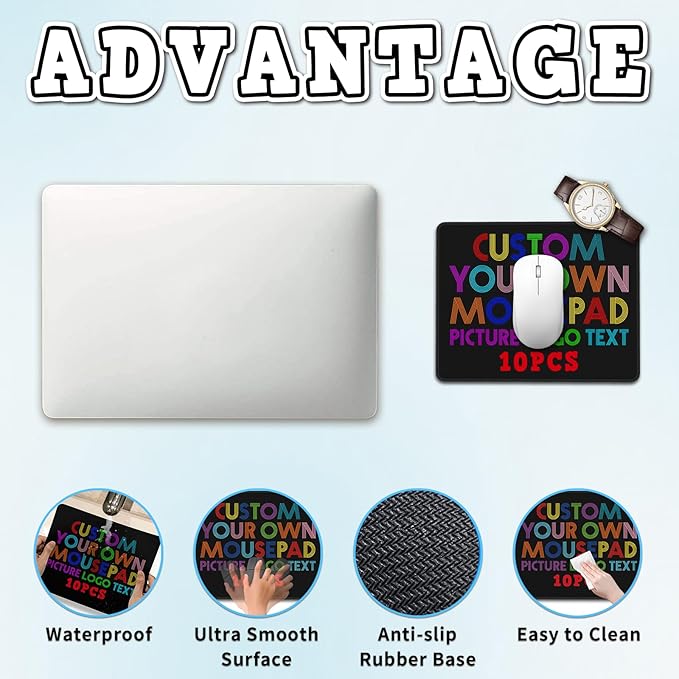 Mouse Pad Personalized, 7 * 8.6in Custom Mouse Pads for Desk 10 PCS, Computer Desk Work Desks Accessories, Office Supplies, Computer Mouses Pad, Mouse and Keyboard Pad