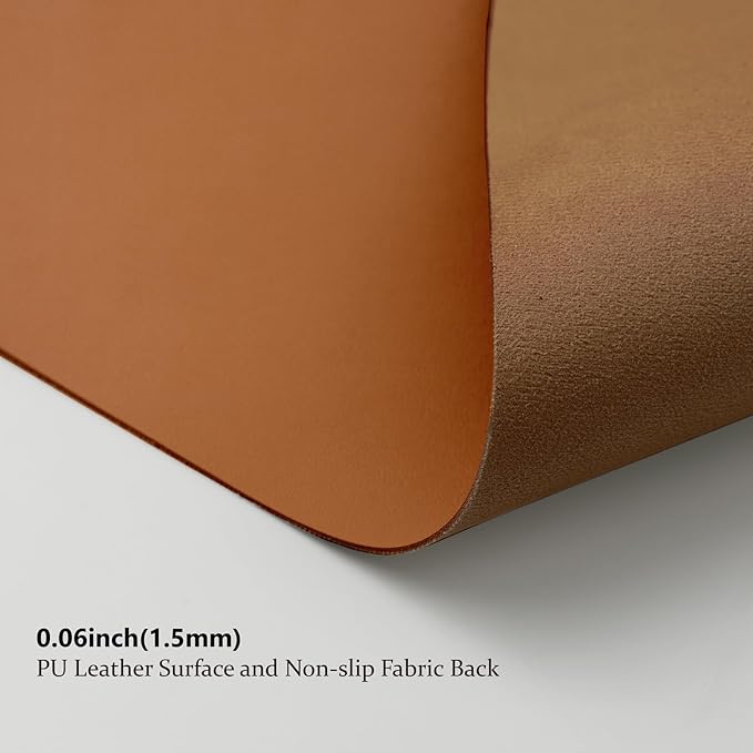 Leather Desk Mat - Non-Slip PU Desk Pad for Office and Home - Desk Organization and Accessories - Ideal for Large Mouse Pad and Desk Mats on Top of Desks (Brown,27.6"x 13.8")