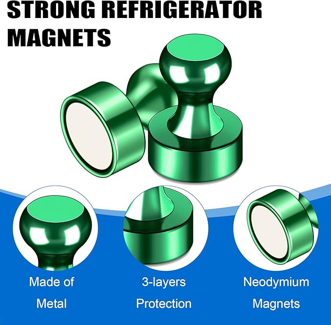 LOVIMAG Fridge Magnets 20Pcs Refrigerator Whiteboard Small Strong Magnet Classroom Kitchen Accessories Decorative Locker Set Decor Must Haves Office Calendar Refrigerador Magnetic Cute Crafts Green