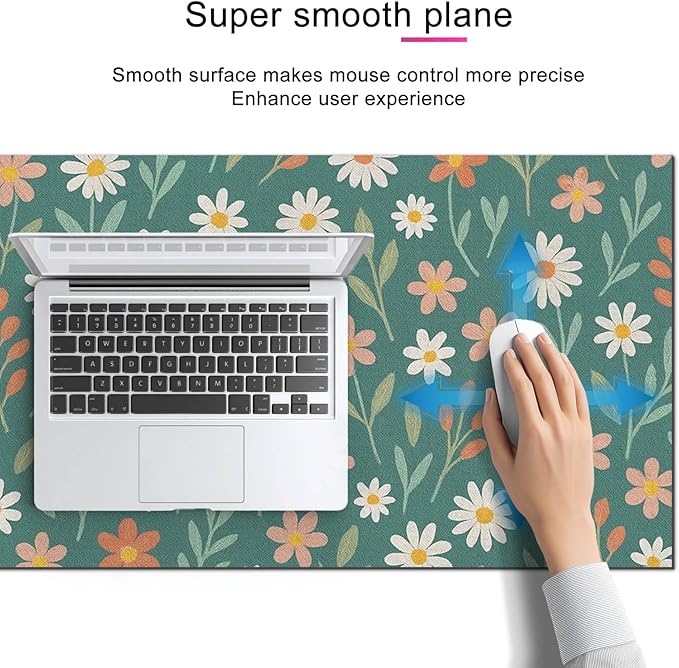 Large Mouse Pad 31.5 x 11.8 Inch Daisy Floral Desk Mat Extended Keyboard Pad Non Slip Computer Mouse Pads Waterproof Desk Pad for Office Accessories Gaming Home Workspace Decor