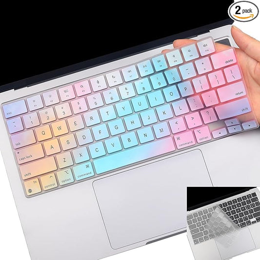 2 Pack Keyboard Cover for MacBook Pro 16" 14" M4 M3 M2 M1 Pro/Max 2023 2022 2021 A2442 A2779 A2918 A2992 A2485 A2780 A2991, 2024-2023 MacBook Air M3 M2 13.6" 15.3" A2941 A3114 A2681 A3113, US Layout