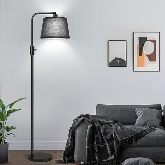 【Upgraded】 Dimmable Floor Lamp, 1000 Lumens LED Edison Bulb Included, Arc Floor Lamps for Living Room Modern Standing Lamp with Black Shade, Tall Lamps for Living Room Bedroom Office Dining Room