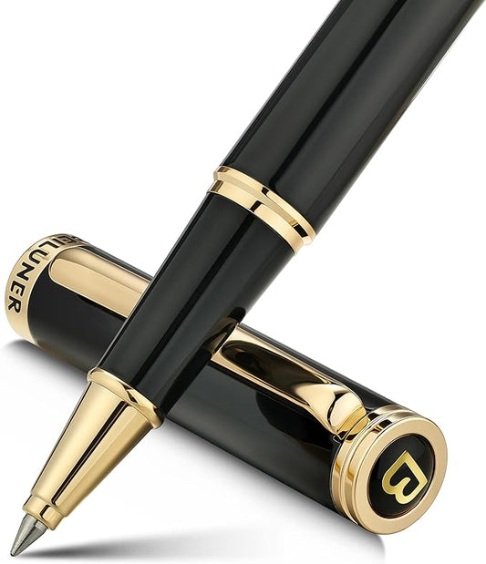 BEILUNER Luxury Rollerball Pen,24K Gold Trim,Noble and Elegant Designs,Schneider Ink Refill, Best Roller Ball Pen Gift Set for Men & Women, Professional, Executive Office, Nice Pens