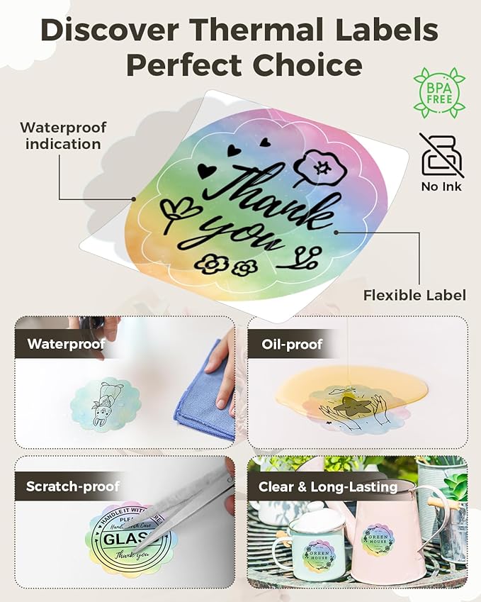 M220 Label, M110 Thermal Labels Round - 1.96"(50MM) Original Print Master Label Compatible with Phomemo M110/M220/M221/M150/M250/M260/M100 Labels Maker, Gradient Circle Sticker for DIY Design, Logo