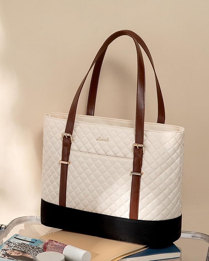 LOVEVOOK Laptop Bag for Women, 15.6 Inch Work Tote Computer Bag With Large Cup Holder, Lightweight Large Laptop Briefcase for Travel, Bussiness, Teacher