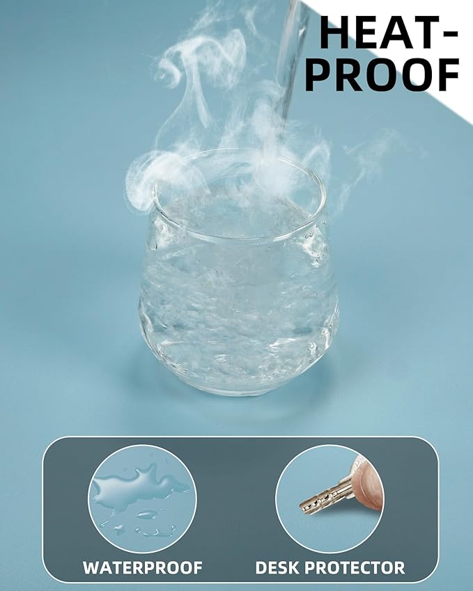 Leather Desk Pad Protector, Non-Slip, Waterproof PU Blotter Mat, Mouse Pad, Desk Cover for Office and Home (Teal, 36" x 17")