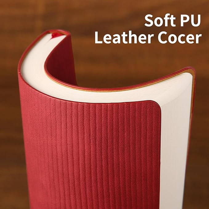 Lined Journal Notebook for Work College Ruled Note Book 7.2"x9.6" B5 PU Leather Daily Journaling 160 Pages for Women Men Writing Home School Supplies Business (Red)