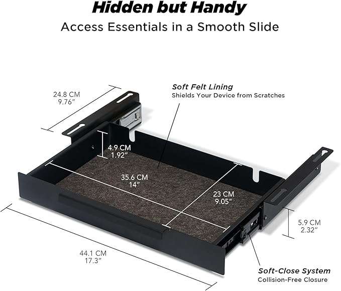 Moodular Add-ons Storage Drawer [Accessory Only - Requires Moodular Wooden Monitor Stand Slide Rails for Use] Black MSA-DR