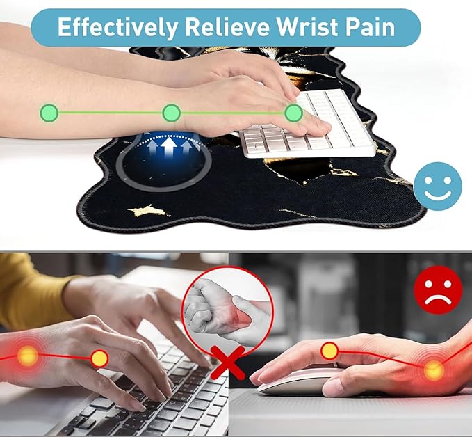 Large Mouse Pad and Keyboard Wrist Rest, Desk Pad for Keyboard and Mouse, 4-in-1 Large Gaming Mouse Pad with Wrist Support, Desk Mat for Home Office Study Game-Tiger Eyes