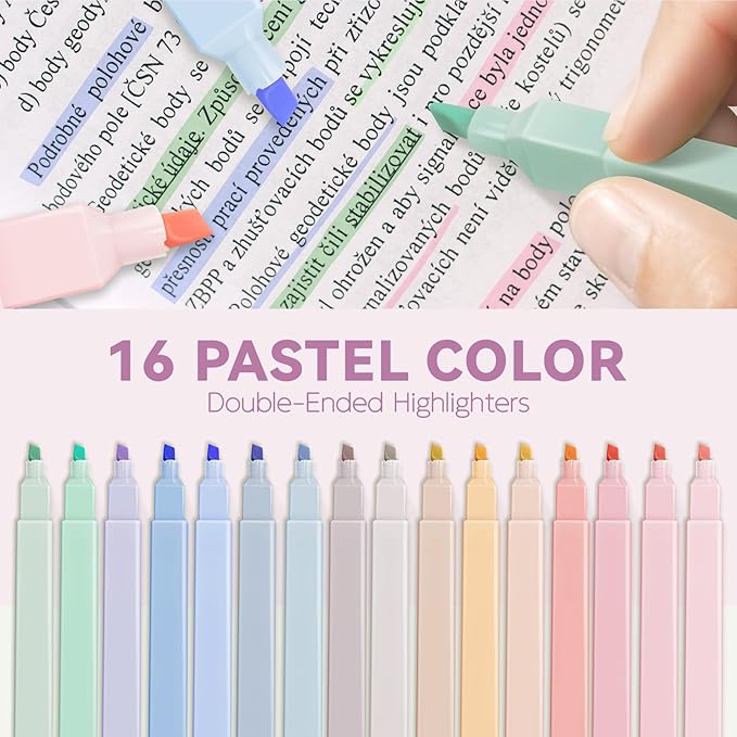 52 PCS Aesthetic School Supplies with Cute Pencil Case, Stationery Essentials with Pens Pencils and Pastel Highlighters Set,College Back to School Supplies for Teen Girls,Pastel Office Supplies-Purple