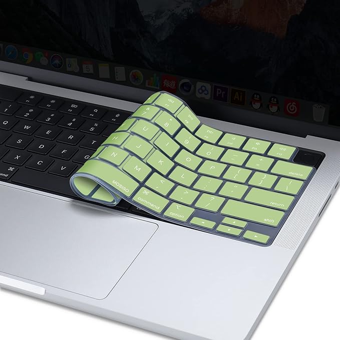 MOSISO Keyboard Cover Skin Compatible with MacBook Air 15 inch M3 A3114 M2 A2941/Air 13.6 A3113 A2681/Pro 14/16 M4 M3 M2 M1, Avocado Green