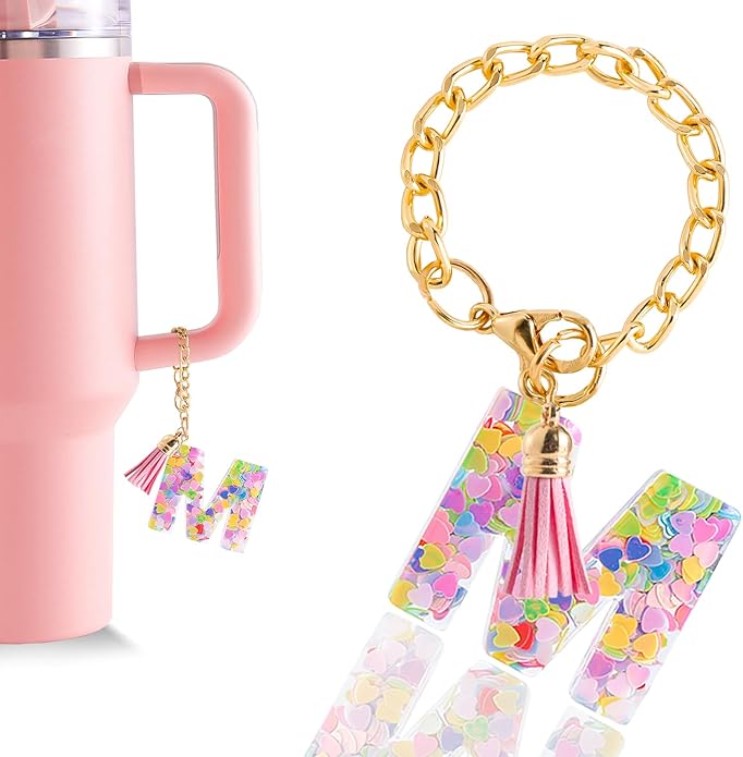 Letter Charm Accessories for Stanley Cup 1 PCS Cute Initial Keychain Handle Charm for Stanley Tumbler for Women
