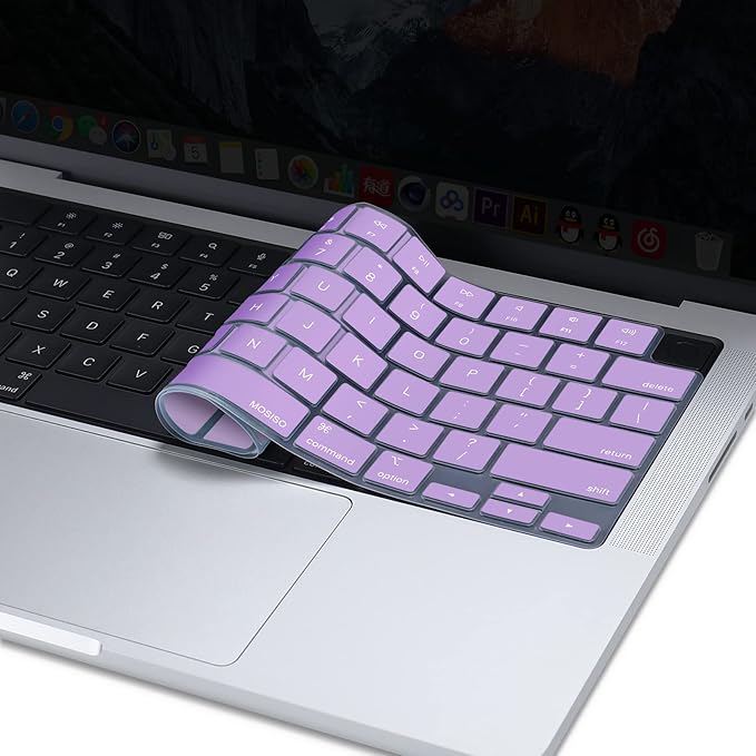 MOSISO Keyboard Cover Skin Compatible with MacBook Air 15 inch M3 A3114 M2 A2941/Air 13.6 A3113 A2681/Pro 14/16 M4 M3 M2 M1, Light Purple