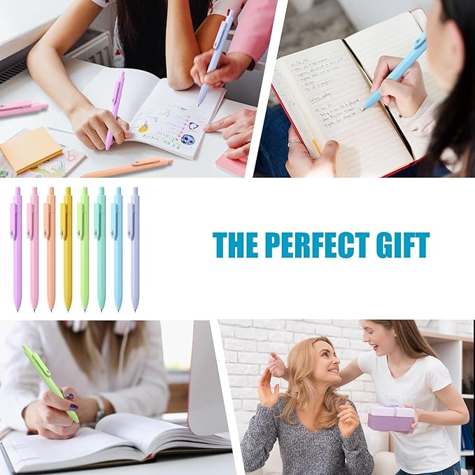 Vitoler Pens, 8pcs Cute Color Gel Pens, 0.5mm Black Ink Pens Fine Point Smooth Writing Pens for Women/Nurse Gift School Office Desk Accessories Supplies