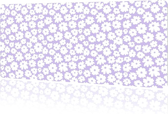 MAYCARI Kawaii Purple Flower Extended Gaming Mouse Pad Large, 31.5"X15.7" Big Mouse Pad with Non-Slip Base Long Computer Keyboard Mouse Mat for Home Office Work