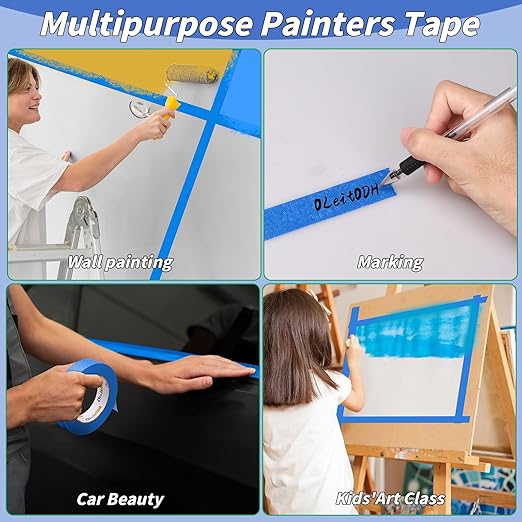 Painters Masking Tape No Residue Wall Painting Tape Artist Tape Trim Edge Finishing Tape (Blue, 1" x 55 Yards-42roll)