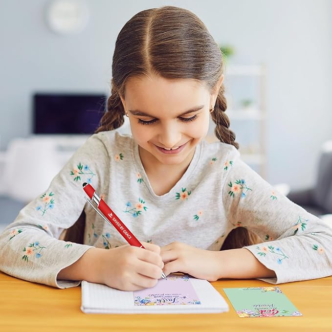 Geyee 24 Pcs Religious Sticky Notes with Bible Verse Pens Fun Notepads for Adults Coworkers Nurse 3 x 4 Inch to Do List Notepads with Sayings Pen for Lab Week Gifts Teacher Office Supplies