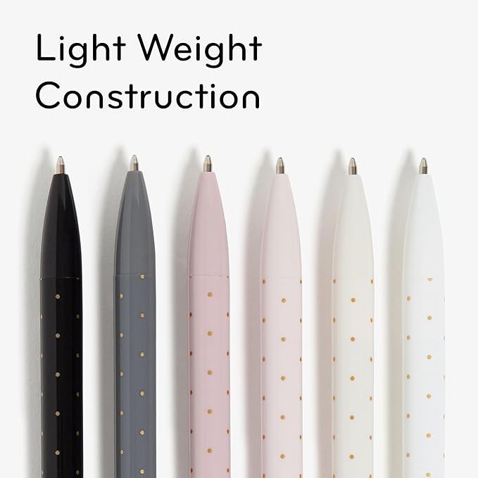 U Brands Laguna Ballpoint Pens, 6 Count, Foil Dots, Bold (1.0mm) Point, Black Ink