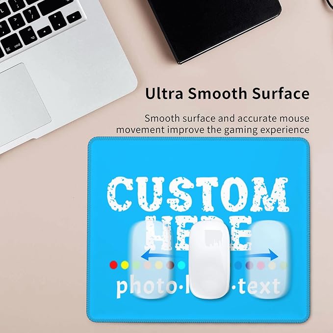 Personalized Mouse Pad Custom Image Text Logo Laptop Desk Mat Customized Non-Slip Waterproof Office Desk Accessories for Women/Men Customized Funny/Cool Deep Sky Blue Mouse Pad 25 cm×30 cm