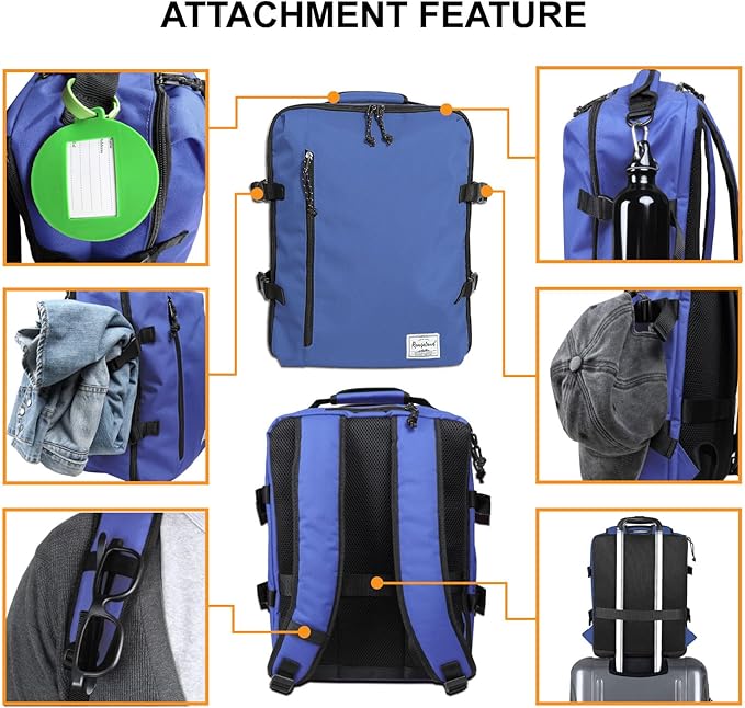 Lightweight Travel Backpack Personal Item Size for Men Women Carry-On Daypack 15.6-inch Laptop, Commute Gym Sport, Blueberry
