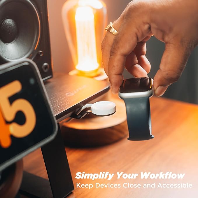 Moodular Add-ons Watch Stand for Smart Watch (Charger Not Included) [Accessory Only - Requires Moodular Wooden Monitor Stand Slide Rails for Use] Black MSA-WS