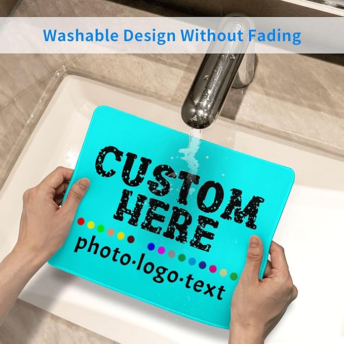 Personalized Mouse Pad Custom Image Text Logo Laptop Desk Mat Customized Non-Slip Waterproof Office Desk Accessories for Women/Men Customized Funny/Cool Cyan Mouse Pad 21 cm×26 cm