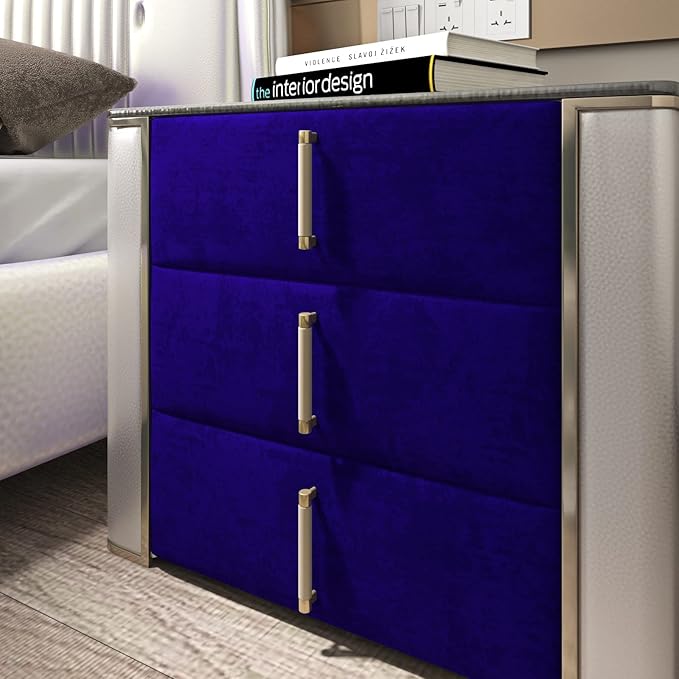 FunStick Sapphire Blue Fabric Wallpaper Peel and Stick Soft Velvet Fabrics Wallpaper Blue Felt Fabric Contact Paper for Cabinets Shelf Liner Self Adhesive Wall Paper for Bedroom Drawers 15.8"x78.8"