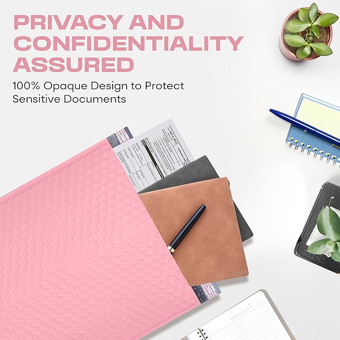 Light Pink Small Bubble Mailers 4x8 Inch #000 | Thick Padded Poly Bubble Mailer Envelopes | 1000 Pack Bulk | Trading Card Sports Card Shipping