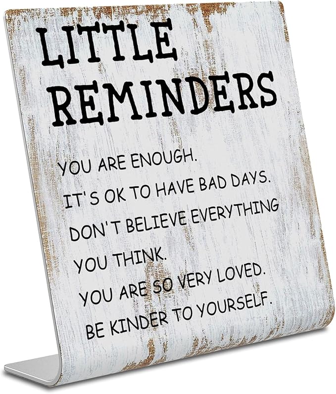 Little Reminders Definition Office Decor Sign Plaque,Positivity Recovery Self Care Encourage Gift,Mental Health Gift for Coworker Women men,Cheer Up Gifts For Best Friend XUV90