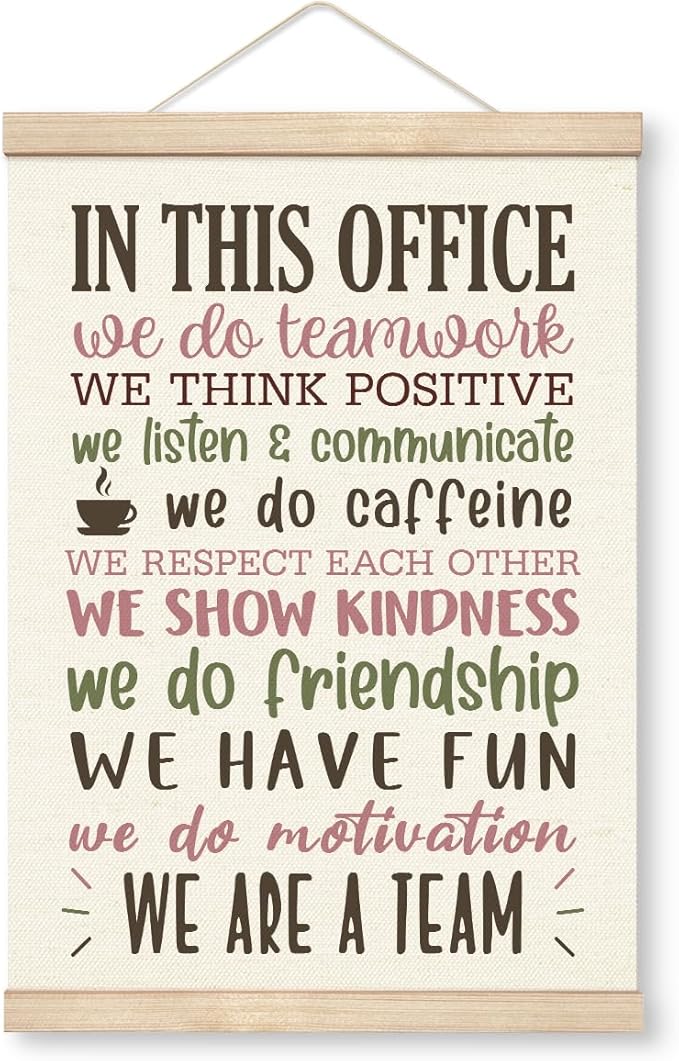 Office Quote Sayings Wooden Poster Hanger, We Are A Team Office Signs Decor, Human Resources Office Decor For Wall, Motivational Wall Hanging, In This Office Wall Decor, Gift For Boss, Office Rules