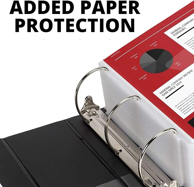 Performore 3 Ring Binder, Professional Angle D 4 Inch, Presentation Folder for Standard Pages 8.5 x 11 with Pockets, Crystal Clear View Black Binder (4 Pack) - Ideal for Office Supplies