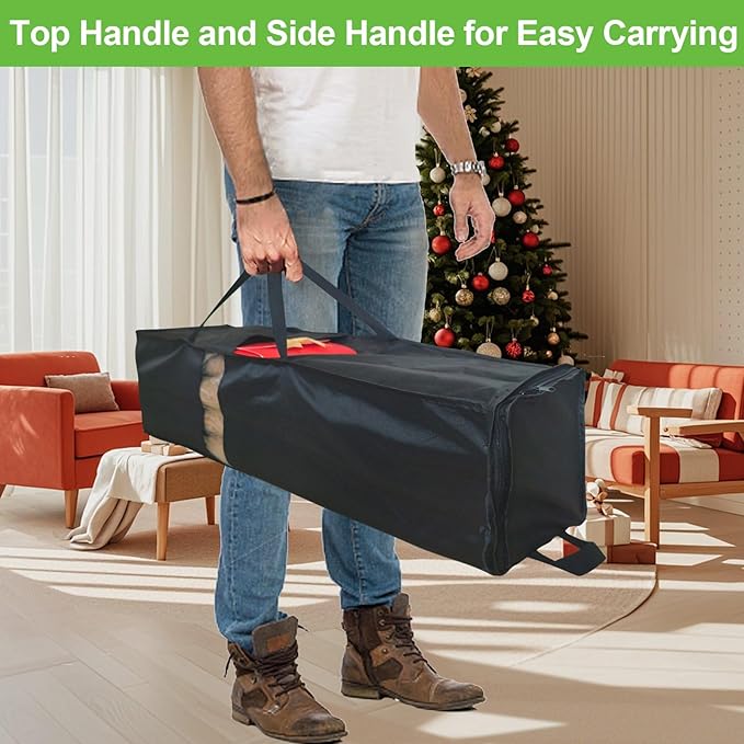 Newbob Wrapping Paper Storage Bag, 41" Gift Wrapping Organizer Storage for Paper Rolls up to 30 Rolls, Heavy Duty Waterproof Gift Wrap Container with PVC & Side Pocket & Handles & Zipper