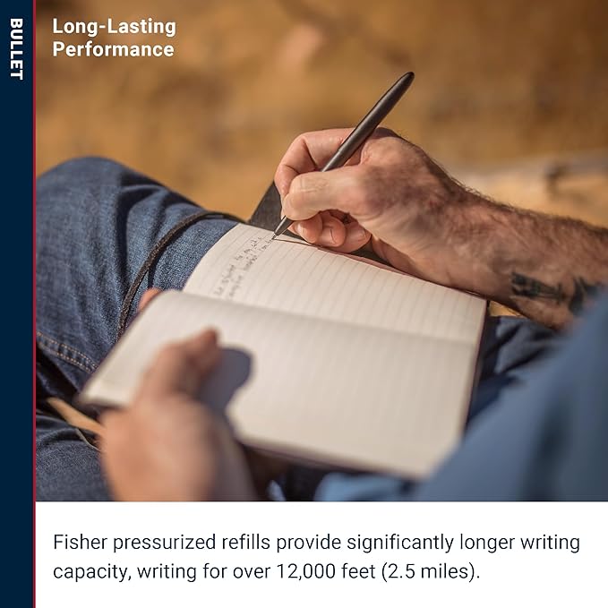 Fisher Space Pen Bullet Pen, Ballpoint, Brass, Matte Black, Black Ink, Gift Box