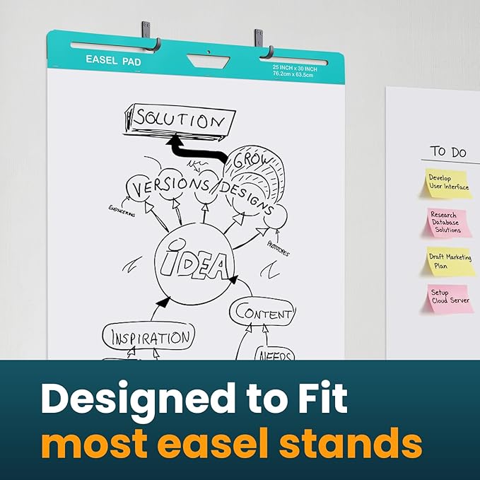 OLenyer Sticky Easel Pad, 25 x 30 Inch, White, 30 Sheets/Pad, 6 Pads/Pack, Flip Chart Paper for Teachers,Large Self-Stick Easel Paper, Super Sticking Power & Bleed-Resistant