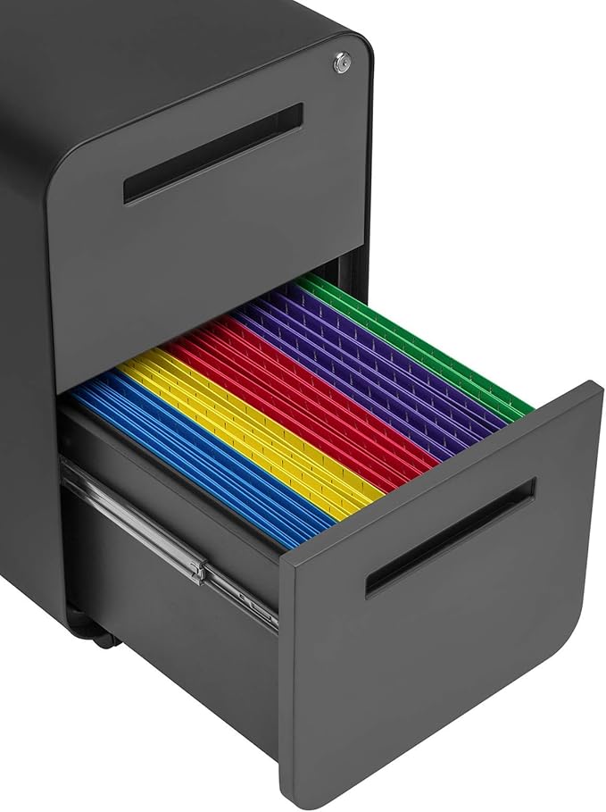 Laura Davidson Furniture Stockpile 2-Drawer Modern Mobile File Cabinet, Commercial-Grade (Black/Grey)