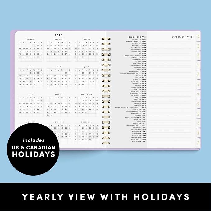 PAPERAGE 2026 Weekly & Monthly Planner, 12 Months (January 2026 - December 2026), 9.2 in x 11.2 in, Spiral Bound 2026 Planner with Weekly, Monthly & Yearly Views, Note Pages & Inner Pocket – Raspberry
