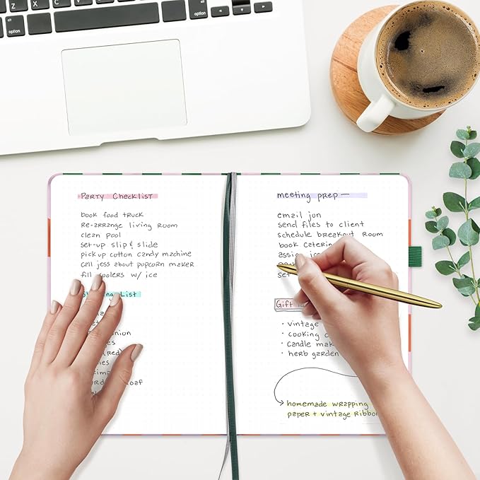 &And Per Se Dotted Journal Notebook for Women&Men with Pattern, A5 Hardcover, 160 Pages 100GSM Thick Dotted Paper, 3 Sheets of Stickers Included(Color Block)