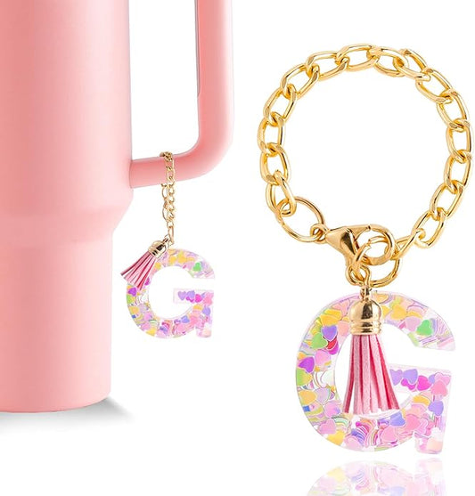 Letter Charm Accessories for Stanley Cup 1 PCS Cute Initial Keychain Handle Charm for Stanley Tumbler for Women