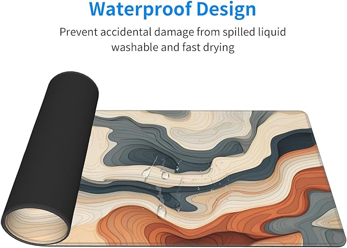 Large Topographical Mouse Pad 31.5 x 12 Inch with Anti-Fray Stitching, Non-Slip Rubber Base, Ideal for Gaming & Office Use