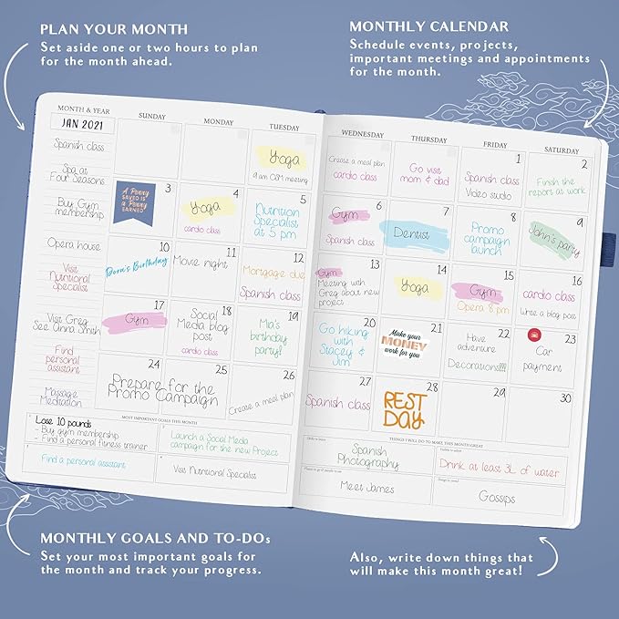 Legend Planner PRO Hourly Schedule - Weekly & Daily Organizer with Time Slots. Appointment Book Journal for Work & Personal, A4 (Mystic Blue)