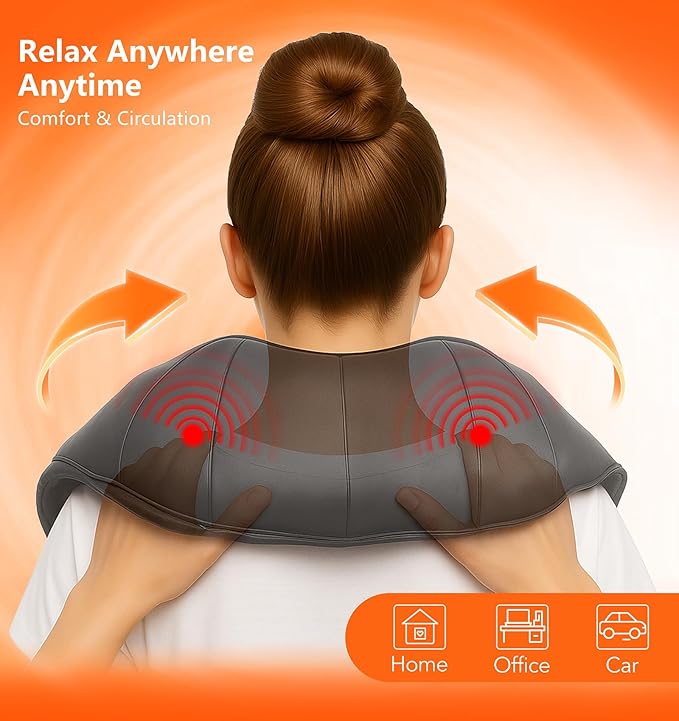 MagicMakers Electric Shiatsu Neck Massager with Heat - Pain Relief for Back, Shoulders & Feet - Gift for Men, Women, Mom & Dad - From Daughter or Son - Ideal for Christmas, Mother's Day & Father's Day