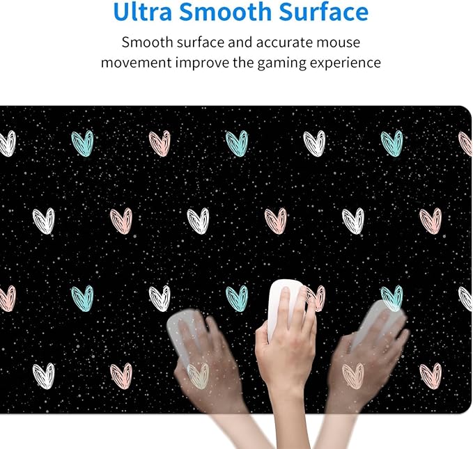 MAYCARI Cute Desk Mat Cartoon Desk Pad Mouse Pad Kawaii Large Love Heart Gaming Mousepad XXL Laptop Keyboard Desktop Writing Pad for Girls Students 31.5"X15.7"
