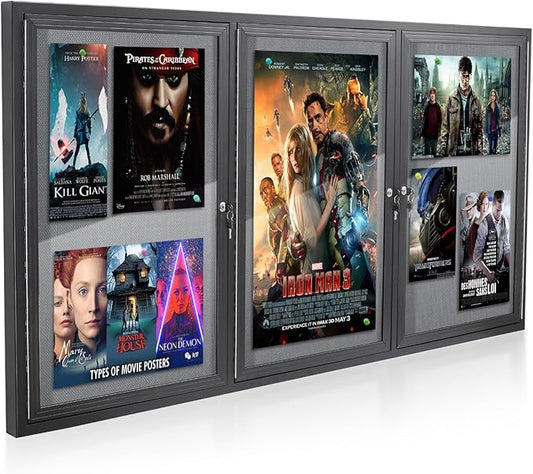 Lockable Outdoor Enclosed Bulletin Board, Weatherproof Cork Noticeboard with Locking Door, Wall-Mounted Aluminum Framed Display Case for Messages,70x36 in