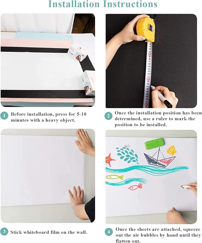 Magnetic Dry Erase Whiteboard Paper, 30" x 40" Self Adhesive Whiteboard for Wall, Easy to Write and Clean Dry Erase Board for Kids, Office, Home, with Marker, Magnetic Eraser and Magnets