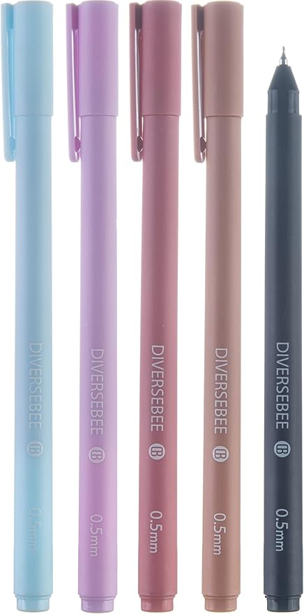 DIVERSEBEE Assorted Gel Ink Pens, 0.5 mm Gel Pens Fine Point, Cute Fine Tip Bible Pens No Bleed Through, Bible Study Journaling Supplies, 5 Pack Set (Lotus)