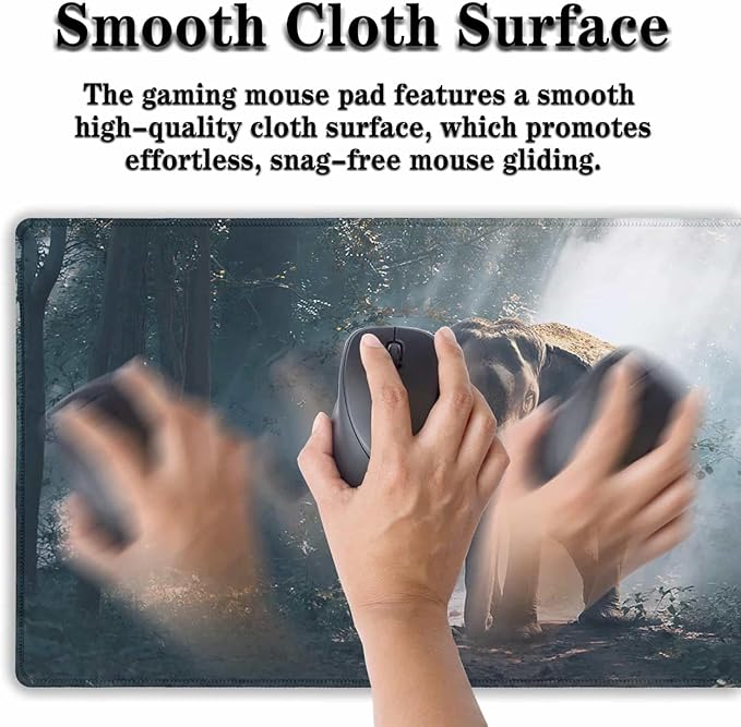 Large Mousepad Gamer Mouse Pad Pc Mouse Pads Men¡¯s Office Accessories Computer Mats Full Desk Mat Non-Slip Rubber Base 35.4" X 15.7" for Game Office, Wild Nature Life The Last Elephant