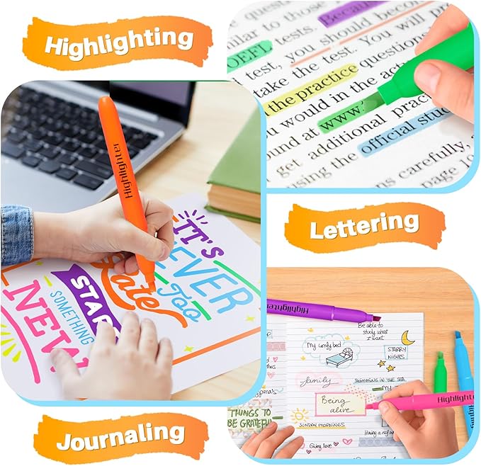 Aigybobo 120 Pack Highlighters in 6 Assorted Colors, Chisel Tip Dry-Quickly Highlighters Bulk, No Bleed Highlighter Markers for Kids Adults, Classroom Teachers Must Haves, School Office Supplies