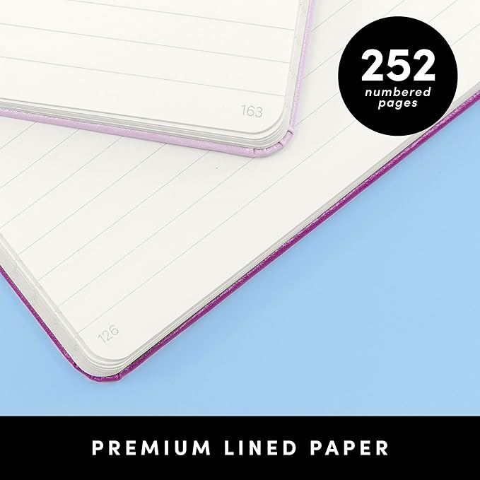 PAPERAGE Lined Journal Notebook, (Raspberry), 252 Pages, Medium 5.6 in x 8 in - 100 GSM Thick Paper – Hardcover Journaling Notebook for Work, School & Note Taking