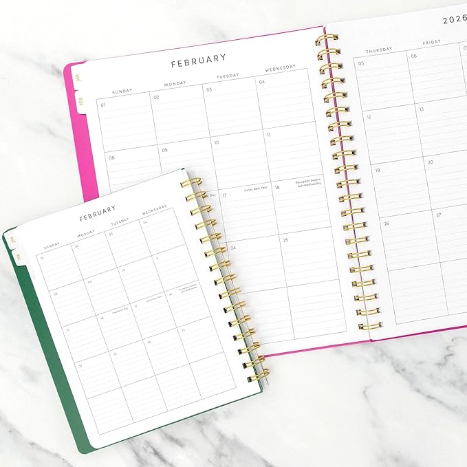 PAPERAGE 2026 Weekly & Monthly Planner, 12 Months (January 2026 - December 2026), 9.2 in x 11.2 in, Spiral Bound 2026 Planner with Weekly, Monthly & Yearly Views, Note Pages & Inner Pocket – Blush