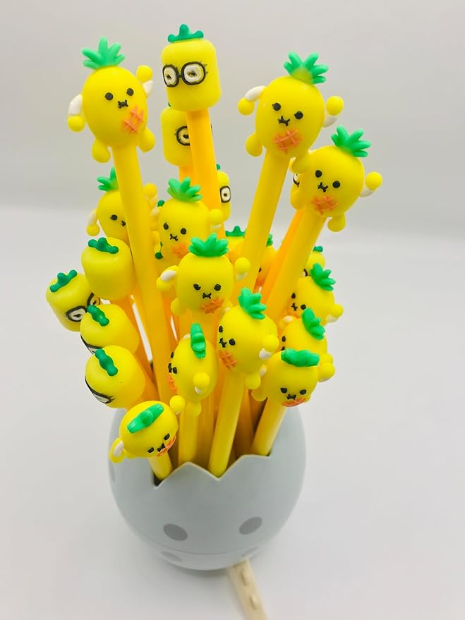 30 Pcs Cute Pineapple Gel Ink Pens Fun Kawaii Fruit Writing Pens 0.5 mm Black Ink Cool Novelty Fun Pens for Office Home School Supplies Student Present (Cute Pineapple)